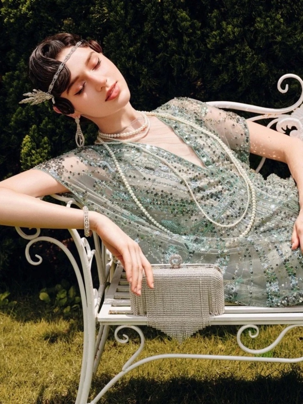 Glamorous Mint Green Sequin Maxi Dress Gatsby - Picture 2 of 8